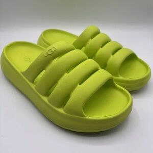 UGG SPORT YEAH SLIDE Neon Yellow Molded Item with Embossed 'W9'